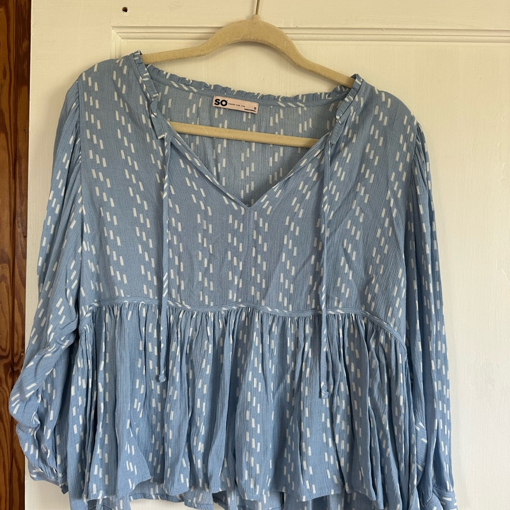 SO Women's Blue Peasant Top